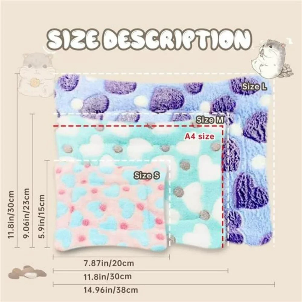 4 Pieces Guinea Pig Bunny Comfortable Bed Mats Pads, Rabbit Warm Soft Bed Pad